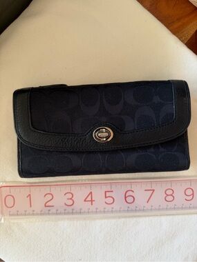 Coach Black Signature Turnlock Continental Wallet